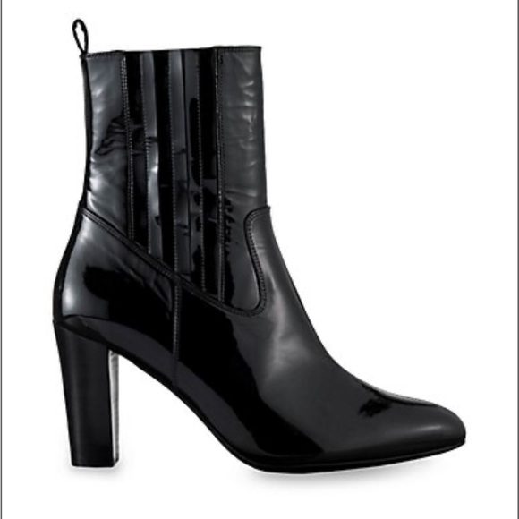 Frame Denim Shoes - FRAME Le Romy Patent Leather Black Ankle Boots - size 36